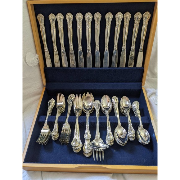 GODINGER GRAND MASTER! 65 PIECE HEAVY SILVERPLATE FLATWARE SERVICE FOR 12 - Picture 2 of 12